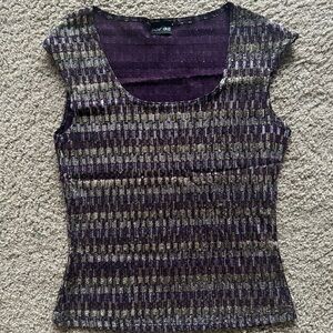 Purple and Silver Sleeveless Top